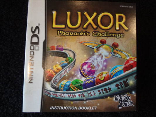 Luxor Pharaohs Challenge Instruction Booklet Nintendo DS