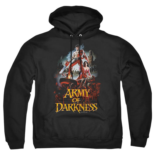 ARMY OF DARKNESS : BLOODY POSTER ADULT PULL OVER HOODIE Black 2X