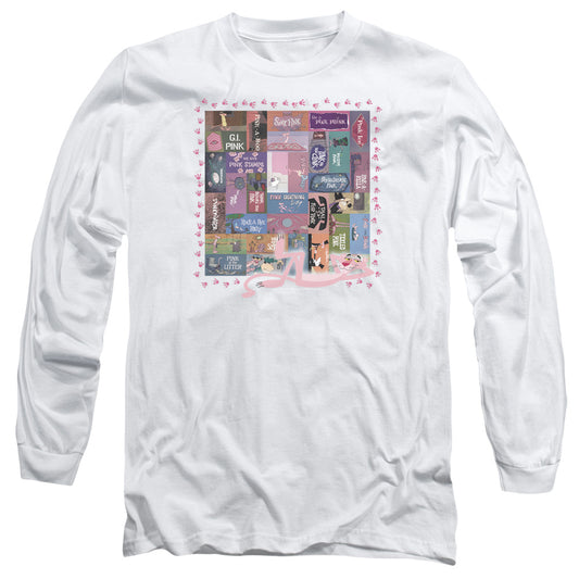 PINK PANTHER : VINTAGE TITLES L\S ADULT T SHIRT 18\1 White 2X