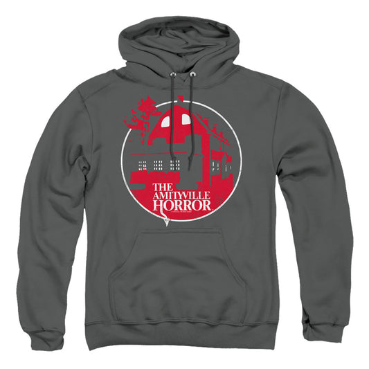 AMITYVILLE HORROR : RED HOUSE ADULT PULL-OVER HOODIE Charcoal SM