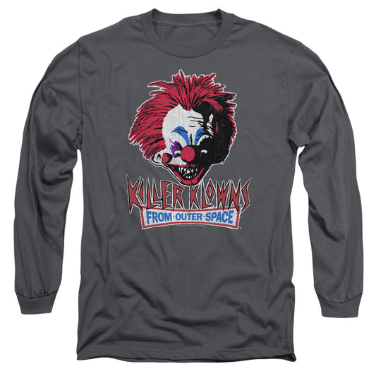 KILLER KLOWNS FROM OUTER SPACE : ROUGH CLOWN L\S ADULT T SHIRT 18\1 Charcoal 2X