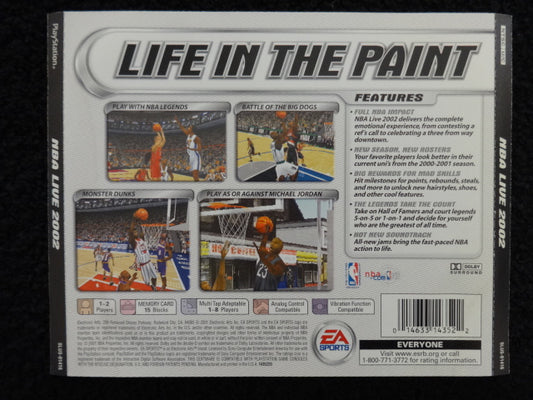 NBA Live 2002 Back Art (Game NOT Included)