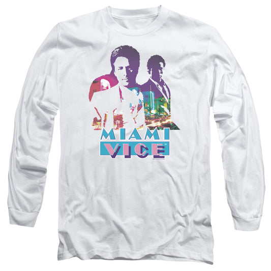 MIAMI VICE : CROCKETT AND TUBBS L\S ADULT T SHIRT 18\1 White SM