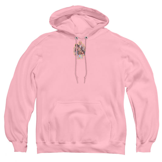 PUNKY BREWSTER : PB DISTRESSED ADULT PULL OVER HOODIE PINK 2X