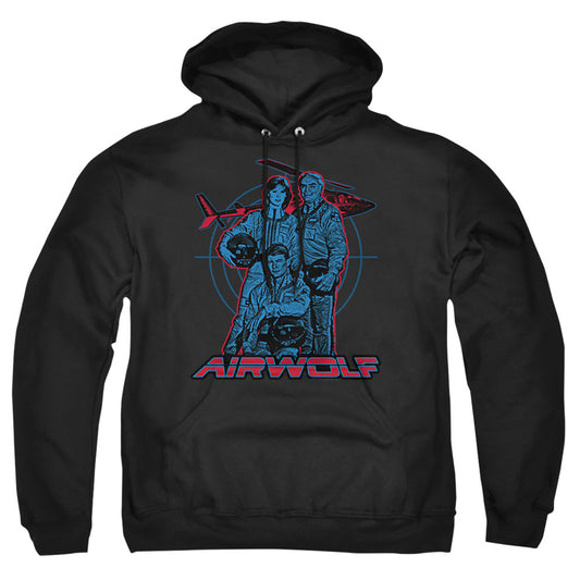 AIRWOLF : GRAPHIC ADULT PULL-OVER HOODIE Black 2X