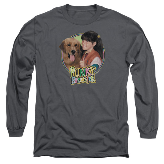 PUNKY BREWSTER : PUNKY AND BRANDON L\S ADULT T SHIRT 18\1 CHARCOAL XL