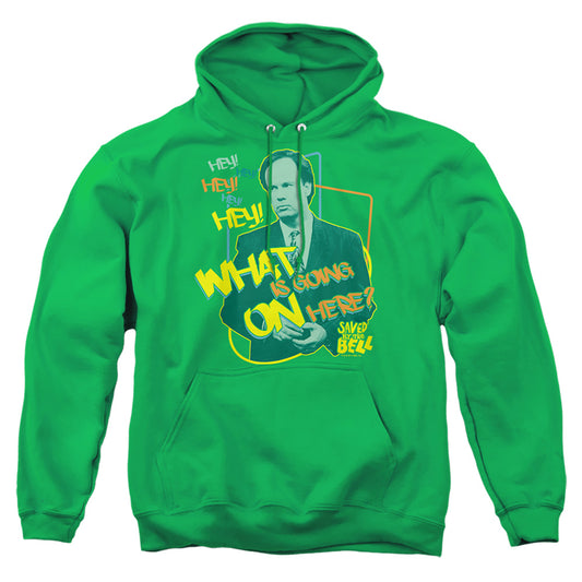 SAVED BY THE BELL : MR. BELDING ADULT PULL OVER HOODIE KELLY GREEN 2X