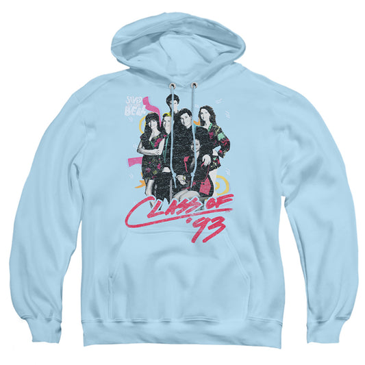 SAVED BY THE BELL : CLASS OF 93 ADULT PULL OVER HOODIE LIGHT BLUE LG