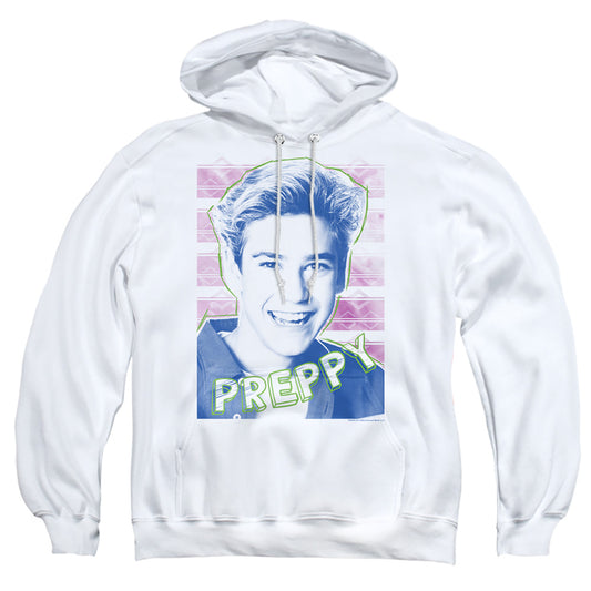 SAVED BY THE BELL : PREPPY ADULT PULL OVER HOODIE White 2X