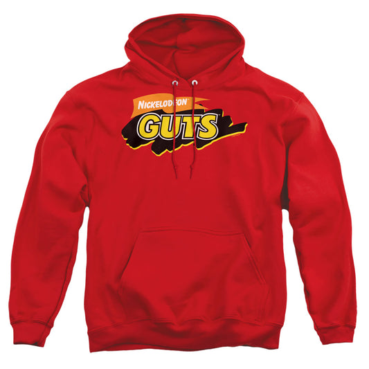 NICKELODEON GUTS : GUTS LOGO ADULT PULL OVER HOODIE Red 2X