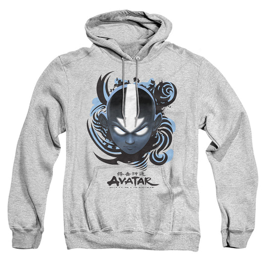 AVATAR THE LAST AIRBENDER : AIRBENDER BLUE AND BLACK KANJI ADULT PULL OVER HOODIE Athletic Heather 2X
