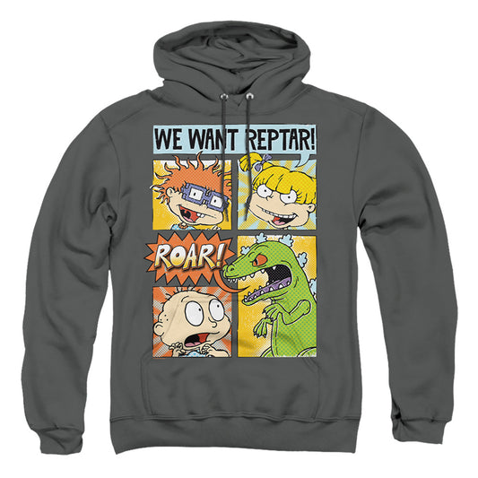 RUGRATS : WE WANT REPTAR! COMIC ADULT PULL OVER HOODIE Charcoal LG