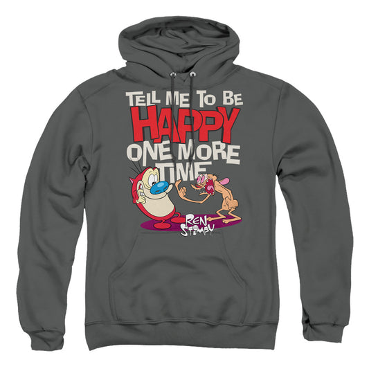 REN AND STIMPY : TELL ME TO BE HAPPY ADULT PULL OVER HOODIE Charcoal 2X