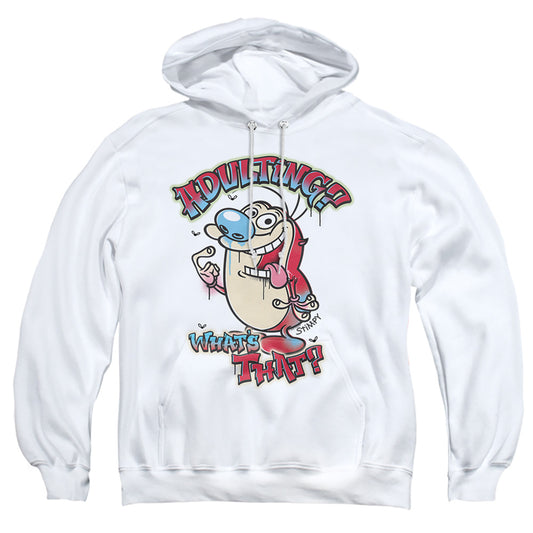 REN AND STIMPY : ADULTING WHATS THAT? ADULT PULL OVER HOODIE White 2X