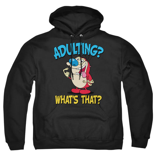 REN AND STIMPY : ADULTING 2 ADULT PULL OVER HOODIE Black LG