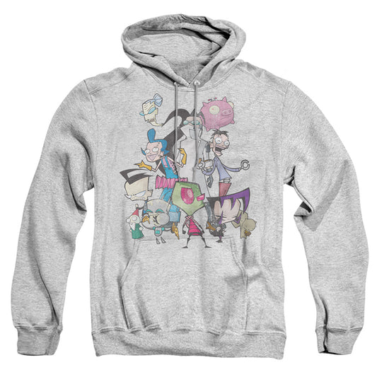 INVADER ZIM : GROUP SHOT ADULT PULL OVER HOODIE Athletic Heather 2X