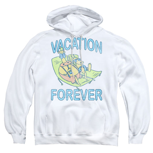 ROCKO'S MODERN LIFE : VACATION FOREVER ADULT PULL OVER HOODIE White 2X