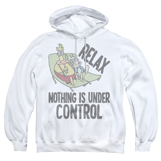 ROCKO'S MODERN LIFE : RELAX ADULT PULL OVER HOODIE White 2X