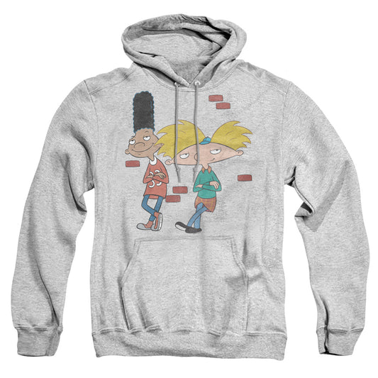 HEY ARNOLD : ARNOLD AND GERALD LEANING ADULT PULL OVER HOODIE Athletic Heather 2X