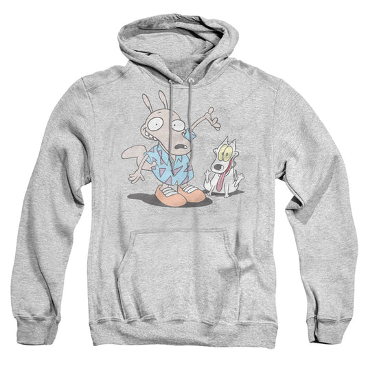ROCKO'S MODERN LIFE : ROCKO AND SPUNKY ADULT PULL OVER HOODIE Athletic Heather 2X