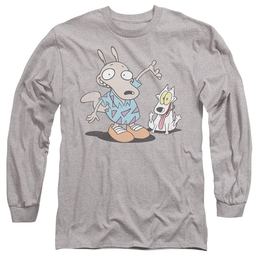 ROCKO'S MODERN LIFE : ROCKO AND SPUNKY L\S ADULT T SHIRT 18\1 Athletic Heather 2X