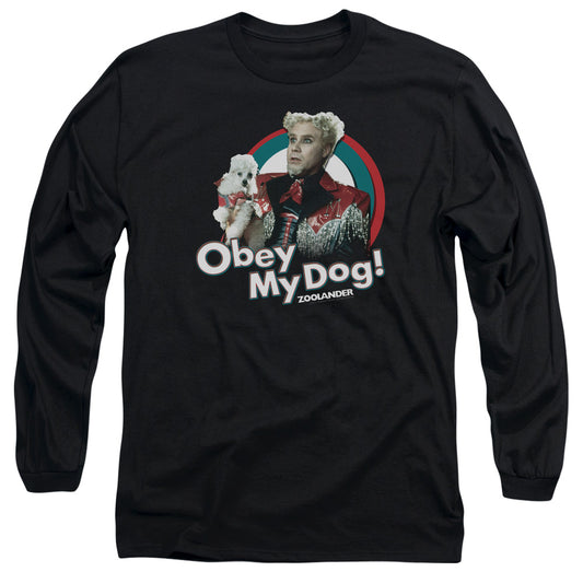 ZOOLANDER : OBEY MY DOG L\S ADULT T SHIRT 18\1 BLACK 2X