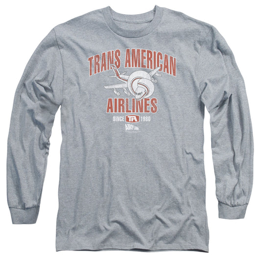 AIRPLANE : TRANS AMERICAN L\S ADULT T SHIRT 18\1 ATHLETIC HEATHER 2X