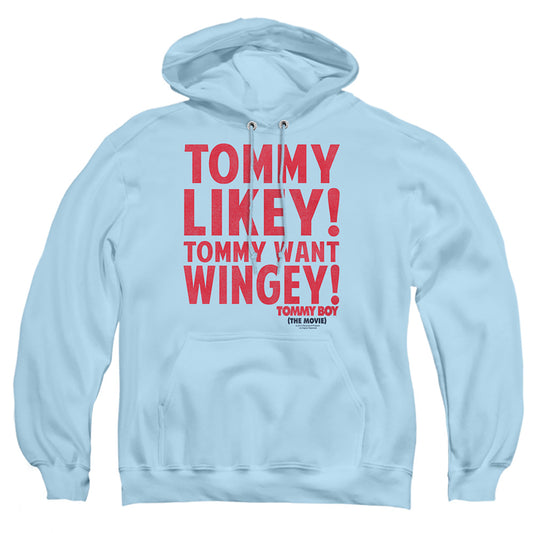 TOMMY BOY : WANT WINGEY ADULT PULL OVER HOODIE LIGHT BLUE 2X