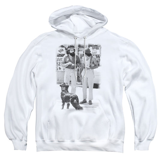 UP IN SMOKE : CHEECH AND CHONG DOG ADULT PULL OVER HOODIE White 2X