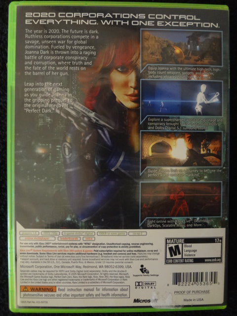 Perfect Dark Zero Microsoft Xbox 360
