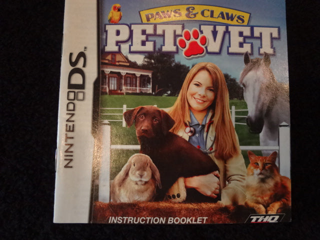 Pet Vet Instruction Booklet Nintendo DS