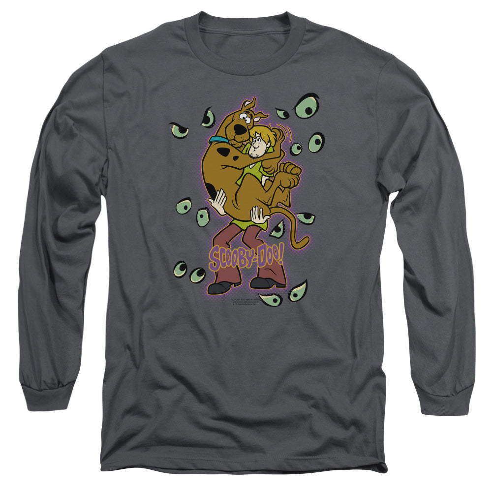 SCOOBY DOO : BEING WATCHED L\S ADULT T SHIRT 18\1 Charcoal 2X