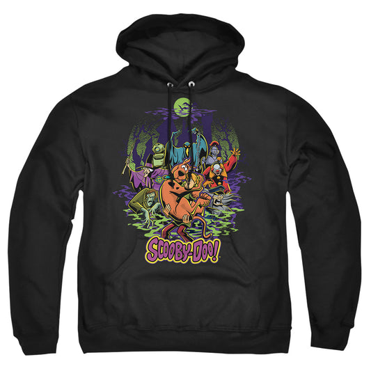 SCOOBY DOO : AND SHAGGY CHASED BY MONSTERS ADULT PULL OVER HOODIE Black LG