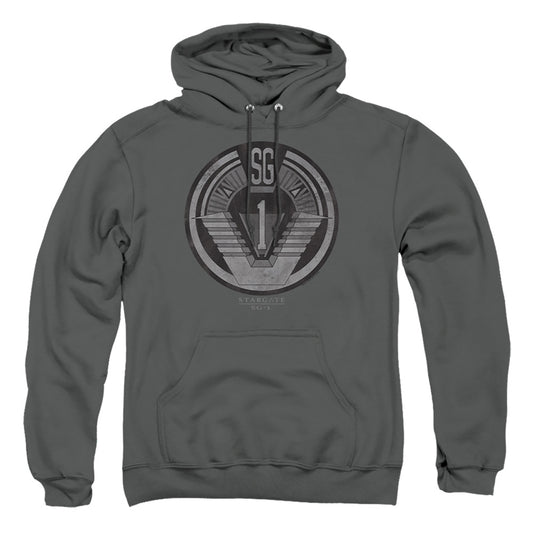 STARGATE SG1 : TEAM BADGE ADULT PULL OVER HOODIE Charcoal 2X