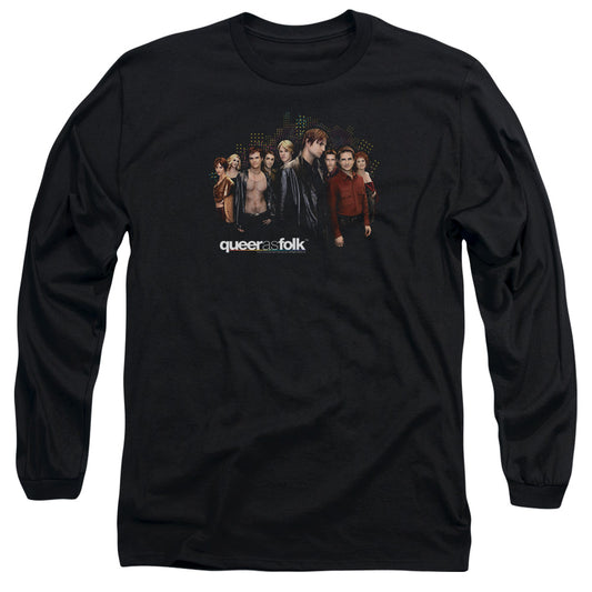 QUEER AS FOLK : TITLE L\S ADULT T SHIRT 18\1 BLACK MD