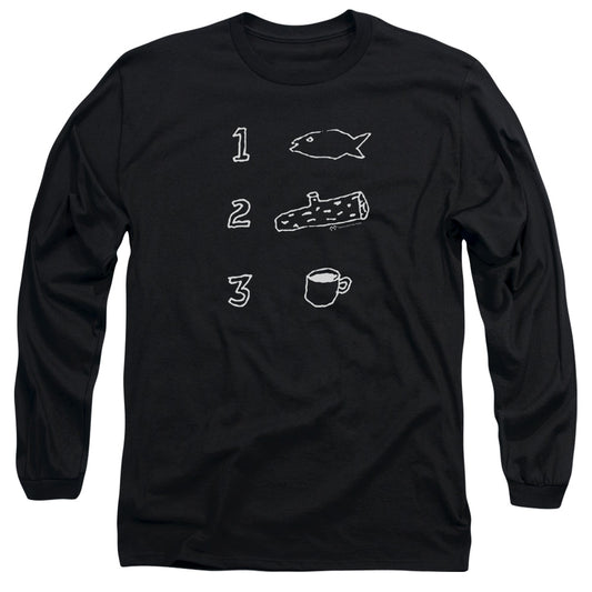 TWIN PEAKS : COFFEE LOG FISH L\S ADULT T SHIRT 18\1 Black XL