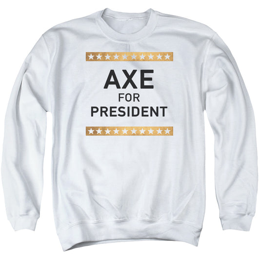 BILLIONS : AXE FOR PRESIDENT ADULT CREW SWEAT White 2X