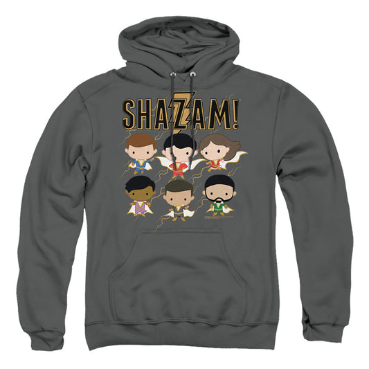 SHAZAM MOVIE : CHIBI GROUP ADULT PULL OVER HOODIE Charcoal 2X
