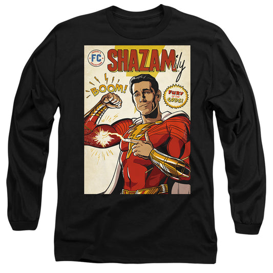 SHAZAM FURY OF THE GODS : SHAZAM COMIC COVER L\S ADULT T SHIRT 18\1 Black 2X