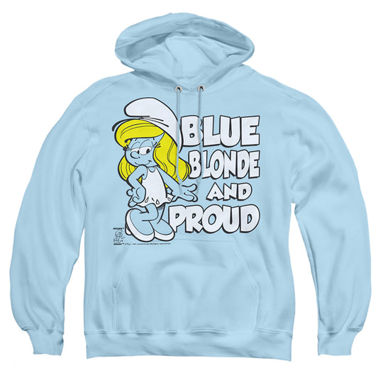 SMURFS : BLUE, BLONDE AND PROUD ADULT PULL OVER HOODIE Light Blue 2X