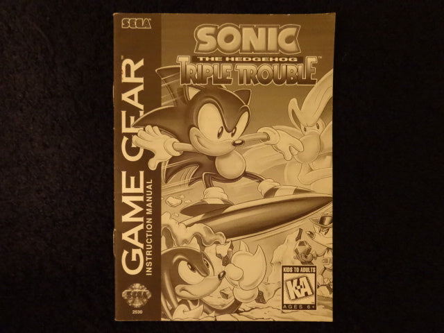 Sonic Triple Trouble Sega Game Gear