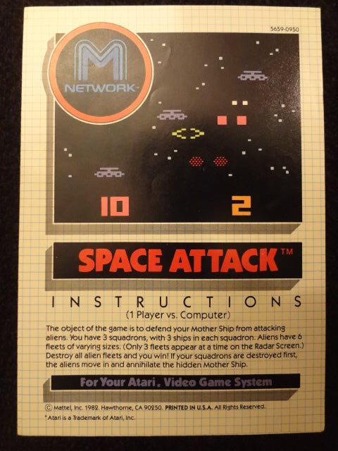 Space Attack Instruction Booklet Atari 2600