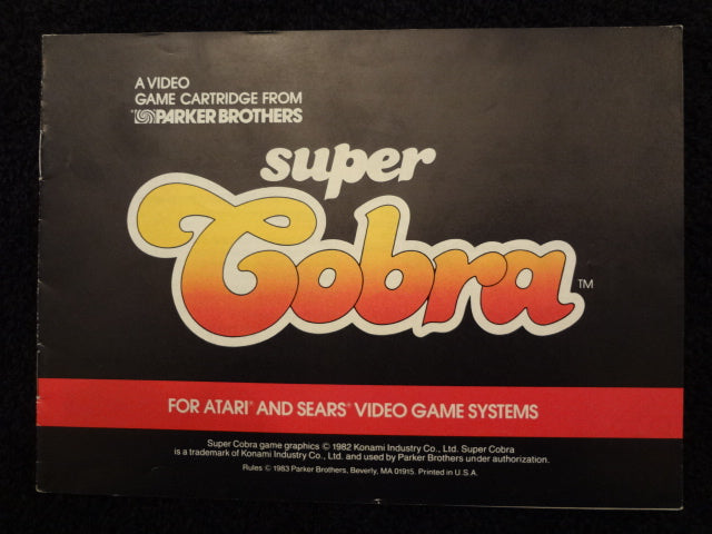Super Cobra Instruction Booklet Atari 2600