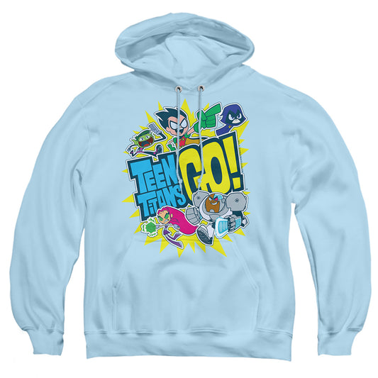 TEEN TITANS GO : GO ADULT PULL OVER HOODIE LIGHT BLUE 2X