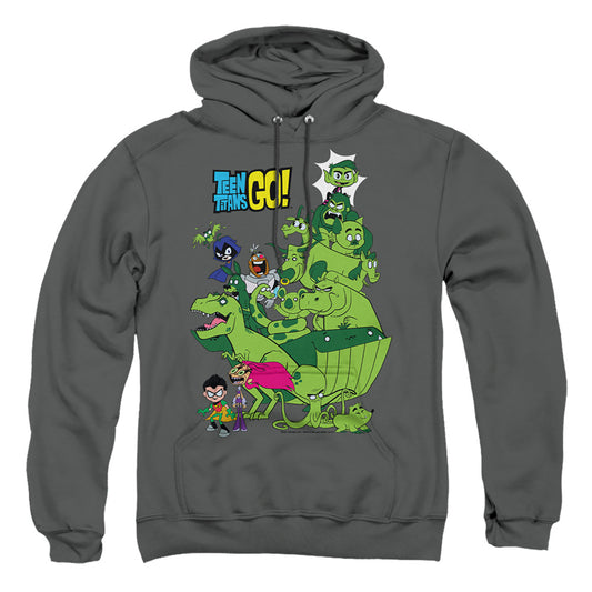TEEN TITANS GO : BEAST BOY STACK ADULT PULL OVER HOODIE Charcoal 2X