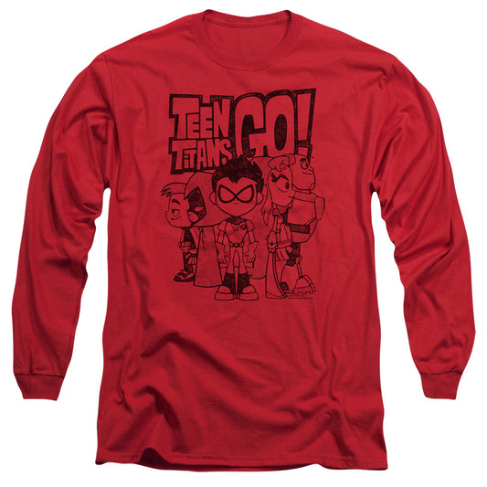 TEEN TITANS GO : TEAM UP L\S ADULT T SHIRT 18\1 Red 2X