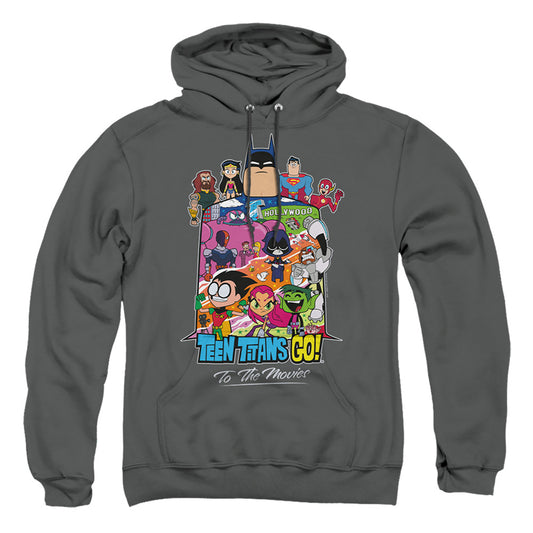 TEEN TITANS GO TO THE MOVIES : HOLLYWOOD ADULT PULL OVER HOODIE Charcoal 2X