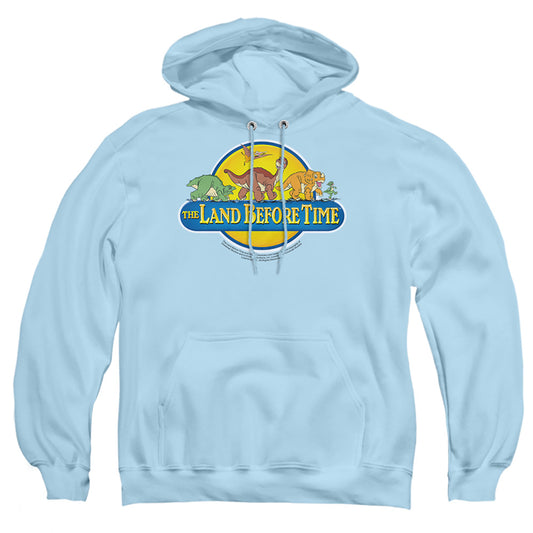 LAND BEFORE TIME : DINO BREAKOUT ADULT PULL OVER HOODIE LIGHT BLUE LG