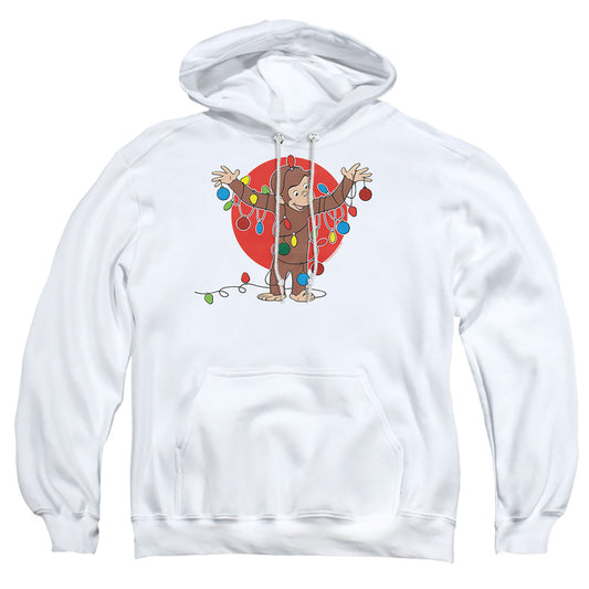 CURIOUS GEORGE : LIGHTS ADULT PULL OVER HOODIE White 2X