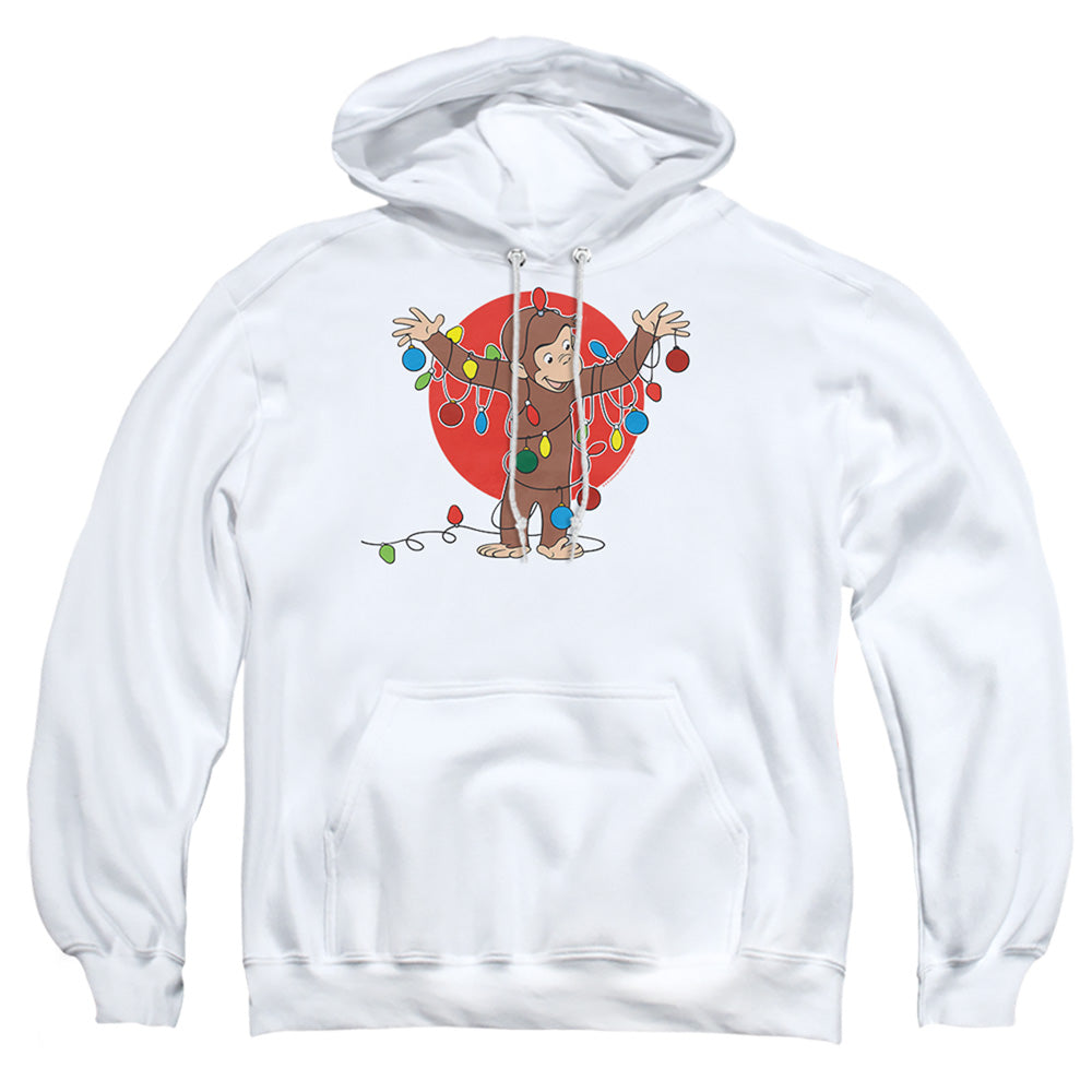 CURIOUS GEORGE : LIGHTS ADULT PULL OVER HOODIE White 3X